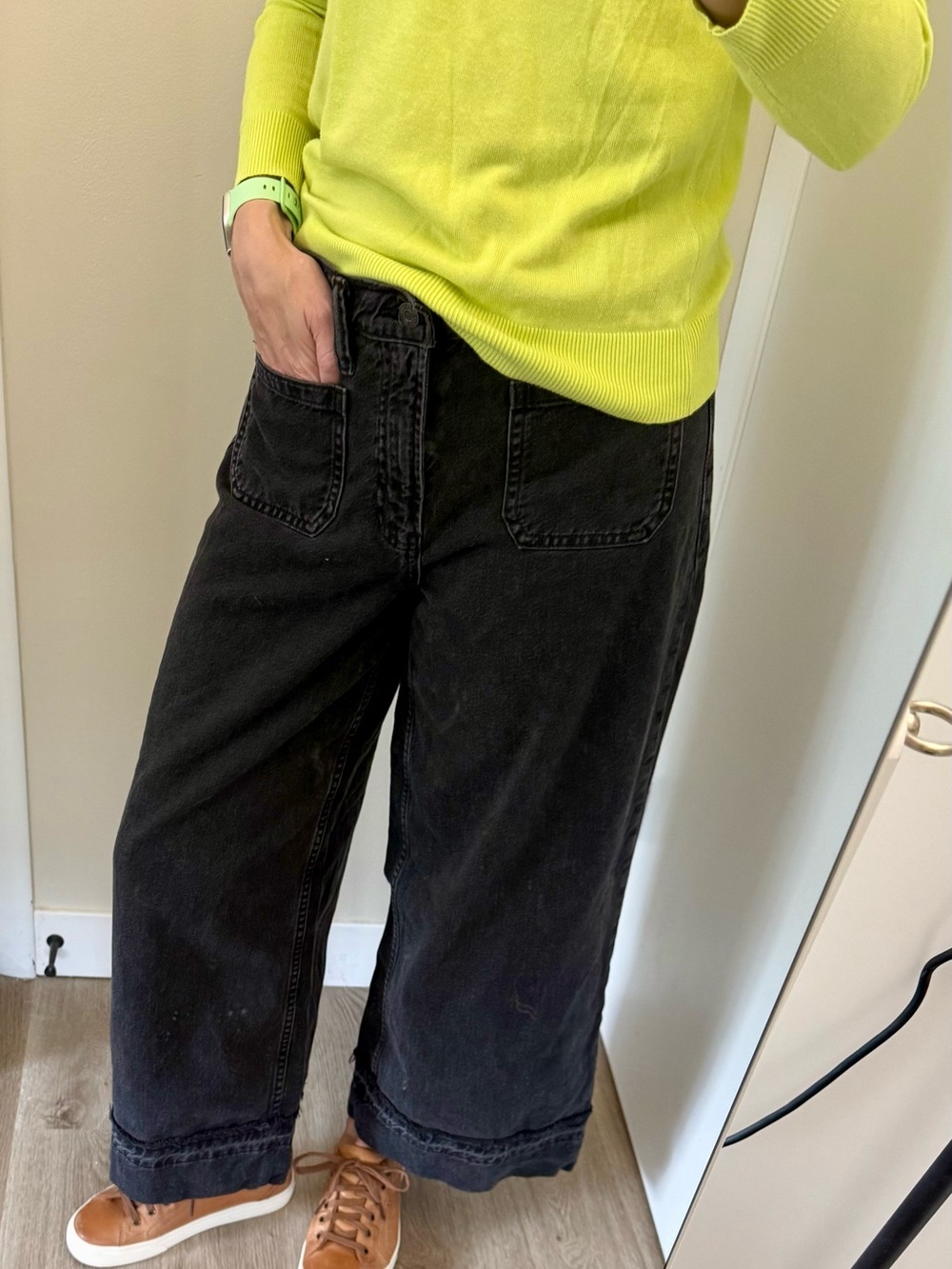 GAP Black Wide-Leg Mid-Rise Baggy Jeans Ultra Soft Denim